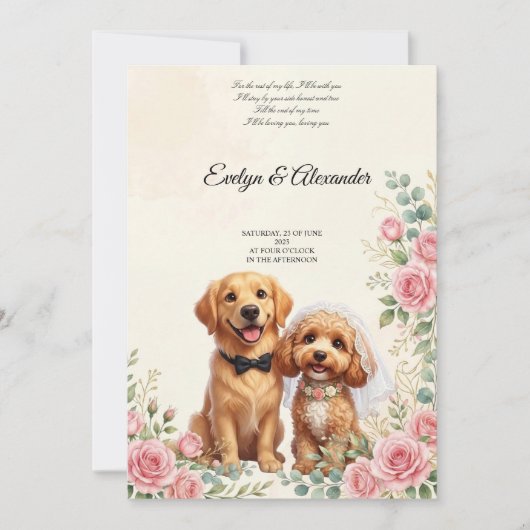 Invitation Chiens de mariage mignons (Devant)
