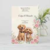 Invitation Chiens de mariage mignons (Debout devant)