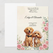 Invitation Chiens de mariage mignons (Devant / Derrière)