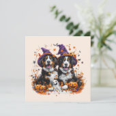 Invitation Chiens de montagne bernois d'Halloween Fantôme de (Debout devant)