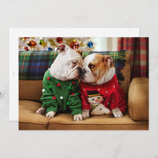 Invitation Chiens de Noël en pulls (Devant / Derrière)
