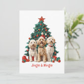 Invitation Chiens De Noël Goldendoodle Jingle Et Mingle (Debout devant)