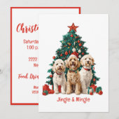 Invitation Chiens De Noël Goldendoodle Jingle Et Mingle (Devant / Derrière)