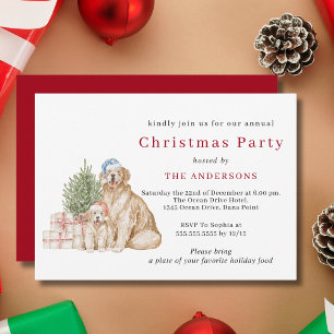 Invitation Chiens de Noël mignons fête de Noël