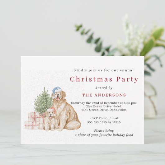 Invitation Chiens de Noël mignons fête de Noël (Debout devant)