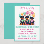 Invitation Chiens De Rottweiler D'Anniversaire À Un Carnaval (Devant / Derrière)