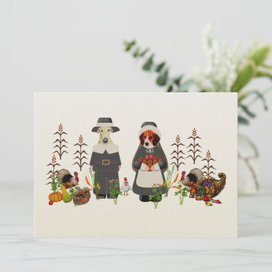 Invitation Chiens de thanksgiving (Debout devant)