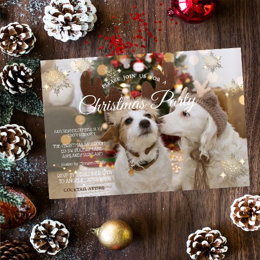 Invitation Chiens de vacances en amour Fête de Noël