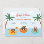 Invitation Chiens d'été sur le Baby shower de plage (Devant)