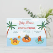 Invitation Chiens d'été sur le Baby shower de plage (Debout devant)