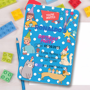 Invitation Chiens et chats Thème Anniversaire de enfant