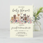 Invitation Chiens jaunes Animaux Baby shower de célébration d (Debout devant)