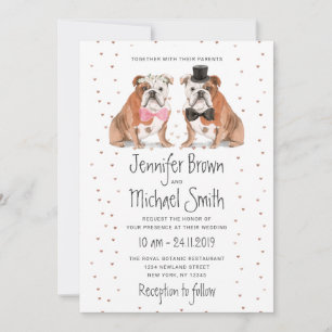 Invitation Chiens Mariages de Bulldog anglais