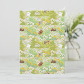 Invitation Chiens mignons avec motif sans couture de fleurs d (Debout devant)