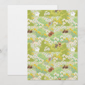 Invitation Chiens mignons avec motif sans couture de fleurs d (Devant / Derrière)