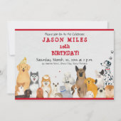 Invitation Chiens mignons pour la fête d'anniversaire des enf (Devant)