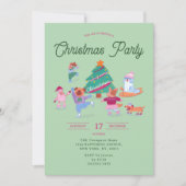 Invitation Chiens Patinage sur glace Pistache Green Christmas (Devant)