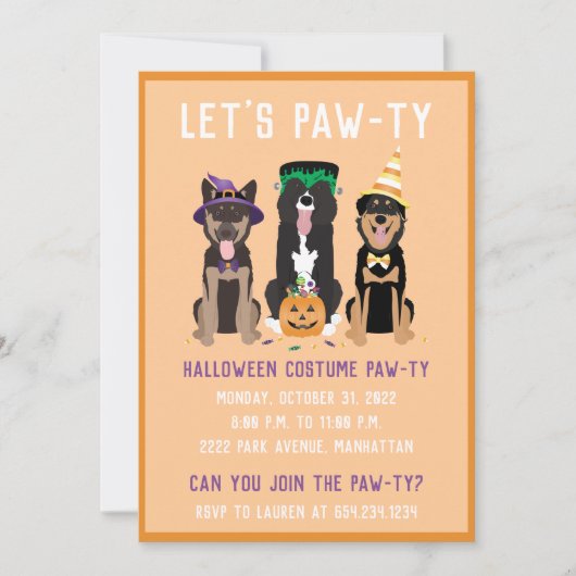 Invitation Chiens pawty costumés Halloween (Devant)