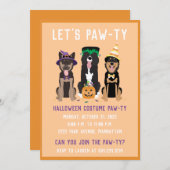 Invitation Chiens pawty costumés Halloween (Devant / Derrière)