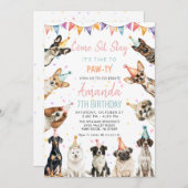 Invitation Chiens puppy Pawty Anniversaire (Devant / Derrière)