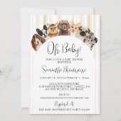 Invitation Chiens roses beige oh bébé (Devant)
