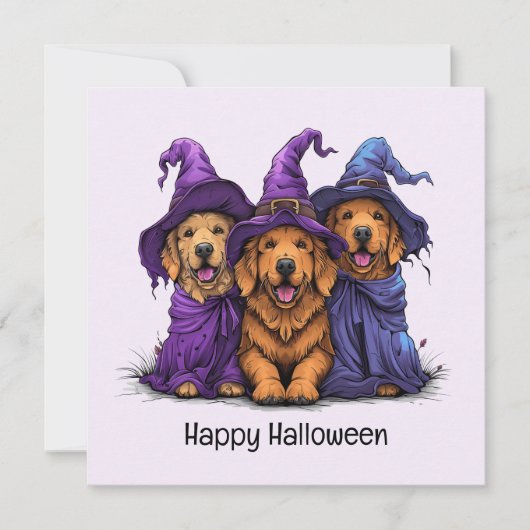 Invitation Chiens sorciers de Halloween Golden Retriever (Devant)