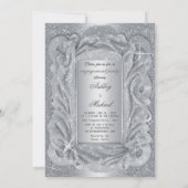 Invitation chiffon argenté romantique brillant scintillant pa (Dos)
