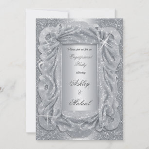Invitation chiffon argenté romantique brillant scintillant pa