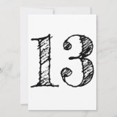 Invitation chiffre 13 numéro treize manuscrit géant (Devant)