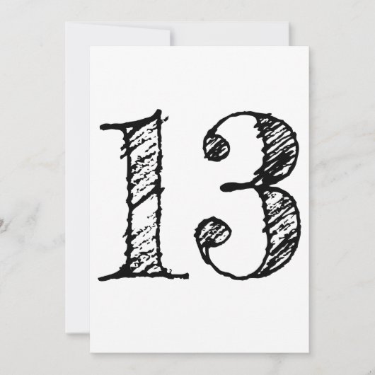 Invitation chiffre 13 numéro treize manuscrit géant (Devant)
