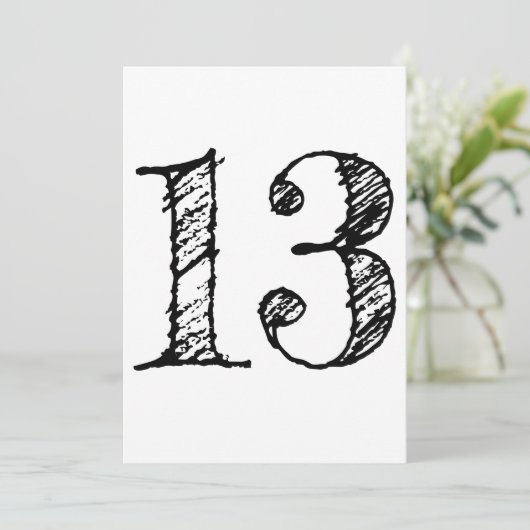 Invitation chiffre 13 numéro treize manuscrit géant (Debout devant)