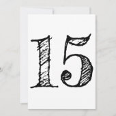 Invitation chiffre 15 numéro quinze manuscrit géant (Devant)