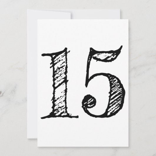 Invitation chiffre 15 numéro quinze manuscrit géant (Devant)