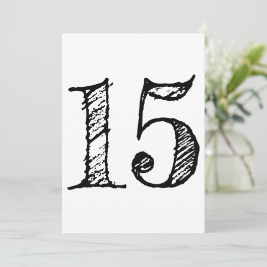 Invitation chiffre 15 numéro quinze manuscrit géant (Debout devant)