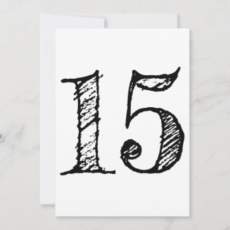 Invitation chiffre 15 numéro quinze manuscrit géant