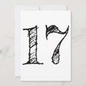 Invitation chiffre 17 numéro dix-sept manuscrit géant (Devant)