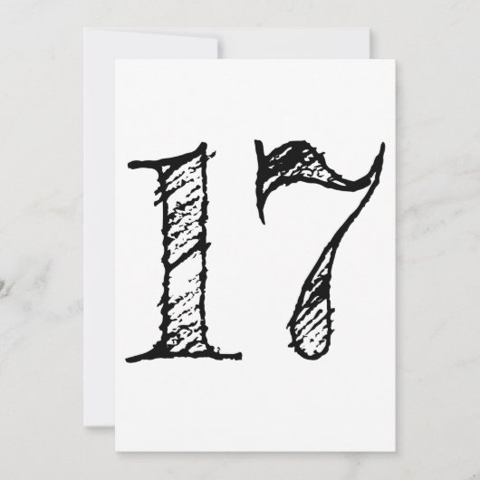 Invitation chiffre 17 numéro dix-sept manuscrit géant (Devant)