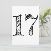 Invitation chiffre 17 numéro dix-sept manuscrit géant (Debout devant)