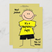 Invitation Chiffre d'anniversaire de la chatte garçon (Devant / Derrière)