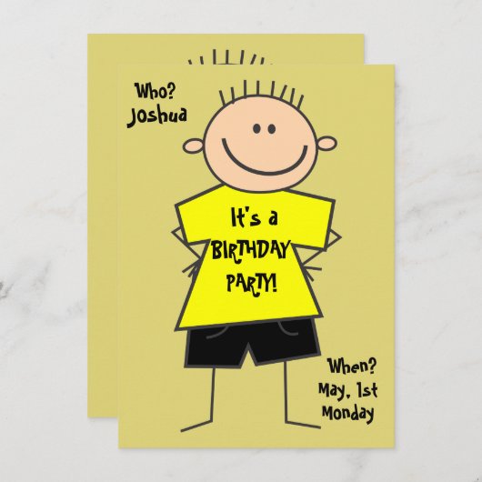 Invitation Chiffre d'anniversaire de la chatte garçon (Devant / Derrière)