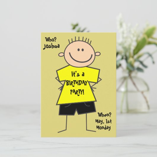 Invitation Chiffre d'anniversaire de la chatte garçon (Debout devant)