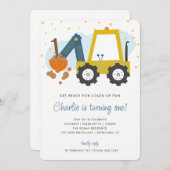 Invitation Chiffre de fête d'anniversaire du garçon Construct (Devant / Derrière)