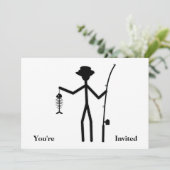 Invitation Chiffre de pêche amusant tenant des os de poisson (Debout devant)