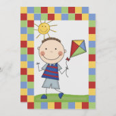 Invitation Chiffre garçon de bâton avec l'invitation (Devant / Derrière)