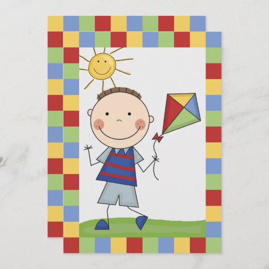 Invitation Chiffre garçon de bâton avec l'invitation (Devant / Derrière)