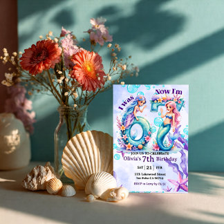 Invitation Chiffres Anniversaire Sirène 67 Enfants