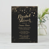 Invitation Chiffres Chic Gold Confetti Fête des mariées noire (Debout devant)