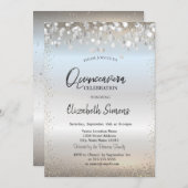 Invitation Chiffres Confetti en argent Princesse Silver Quinc (Devant / Derrière)