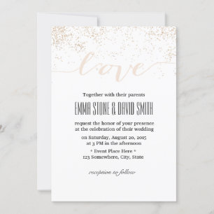 Invitation Chiffres Confetti moderne Script Love Mariage