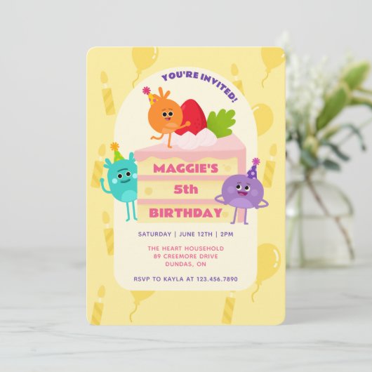 Invitation Chiffres de bosse gâteau d'anniversaire (Debout devant)